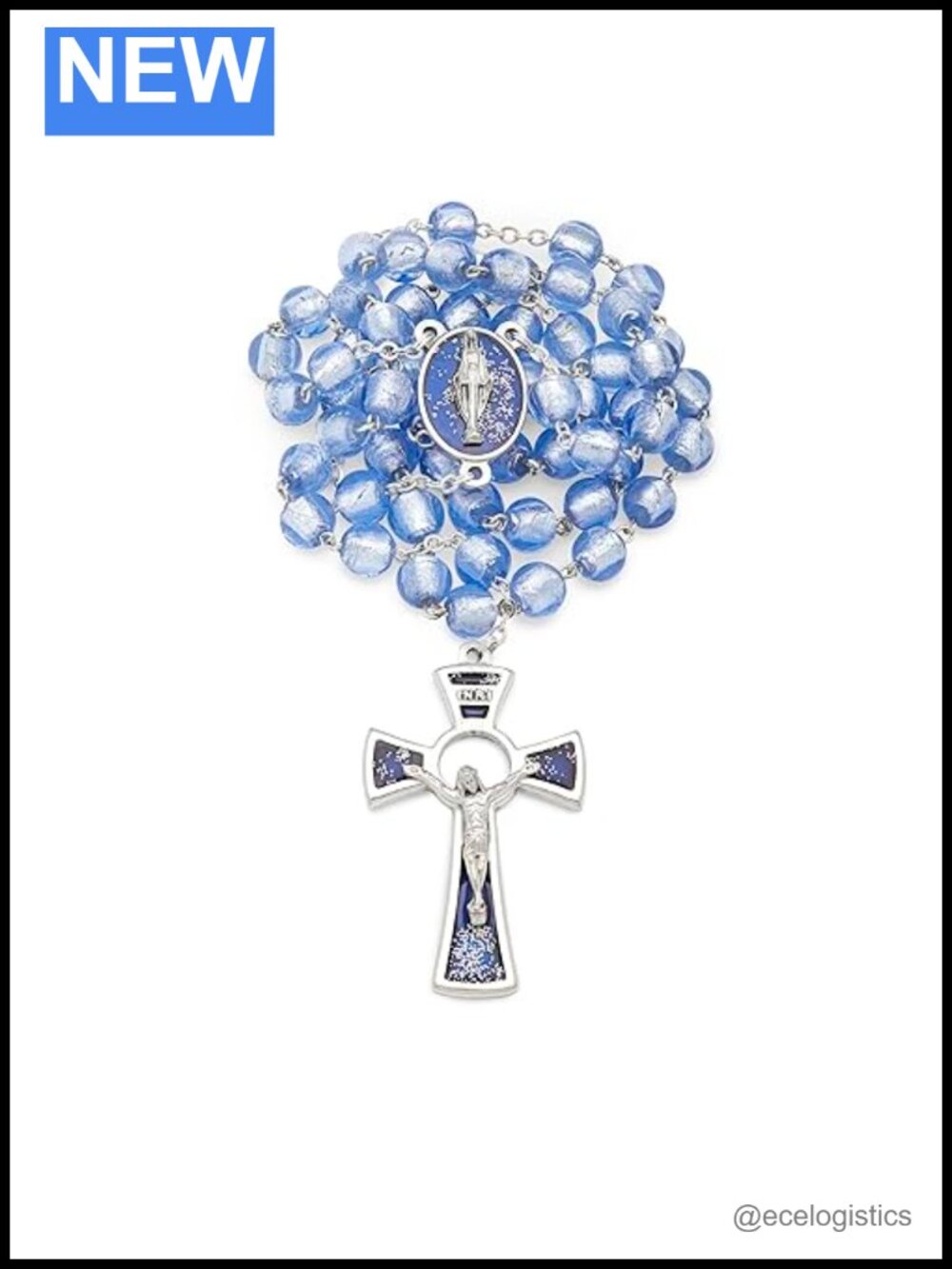 Venetian Glass Rosary Necklace Brass Chain Miraculous Virgin Catholic Prayer